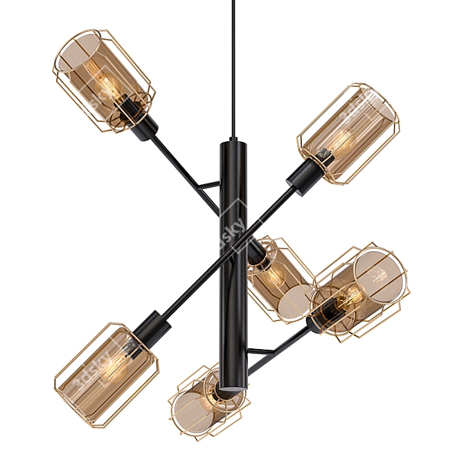 Citilux Taverna Pendant - Modern Chic Black with Cream Cylinder Shades 3D model image 1