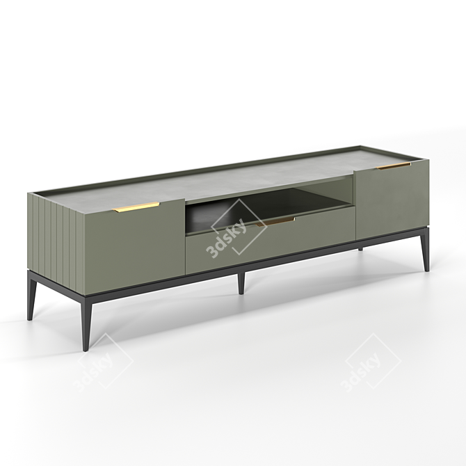 Modern TV Cabinet with Drawer & Folding Fronts 3D model image 1