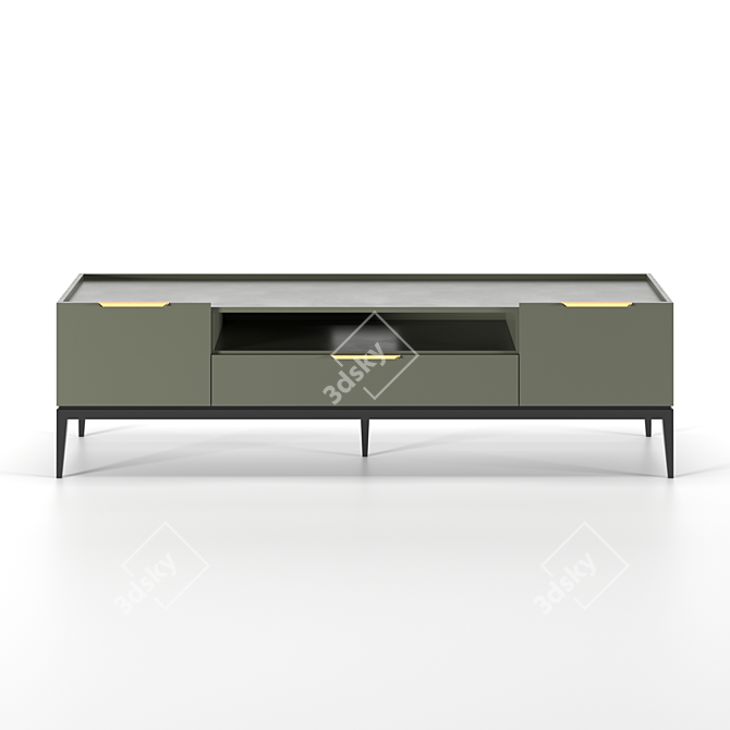 Modern TV Cabinet with Drawer & Folding Fronts 3D model image 2