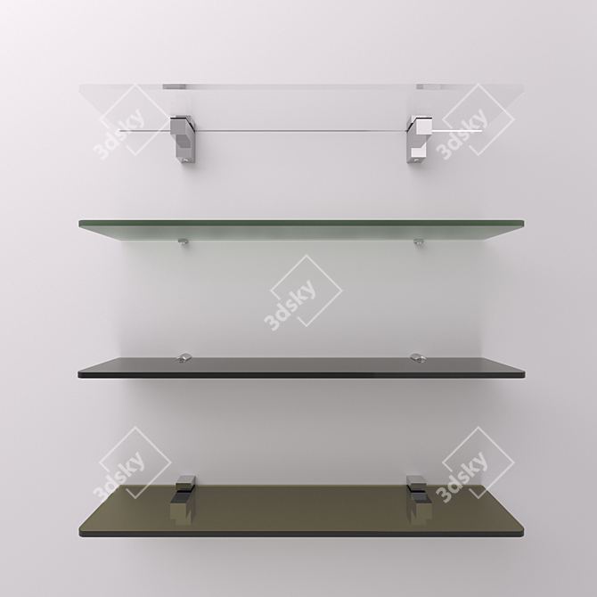 Glass Shelves Kit with Mounting Hardware  Sleek & Stylish Storage Solution 3D model image 1