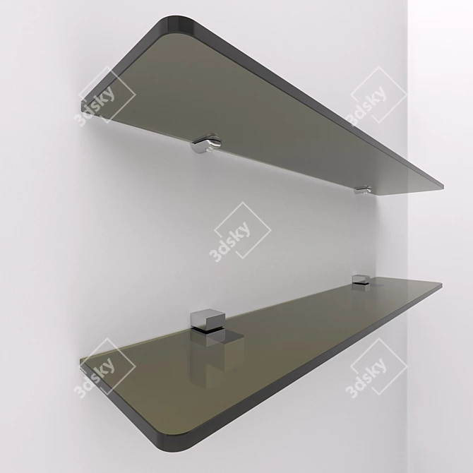 Glass Shelves Kit with Mounting Hardware  Sleek & Stylish Storage Solution 3D model image 3