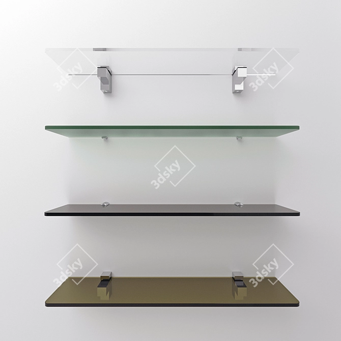 Glass Shelves Kit with Mounting Hardware  Sleek & Stylish Storage Solution 3D model image 4