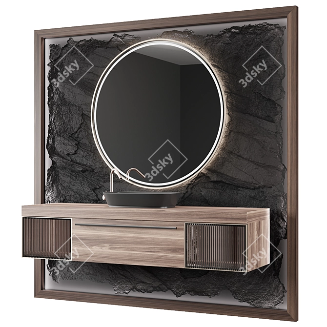 Bathroom Console with Mirror | Editable Stone Panel 3D model image 4