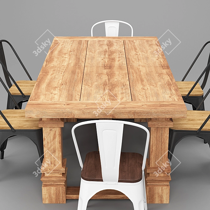 Contemporary Dining Table Set 3D model image 2