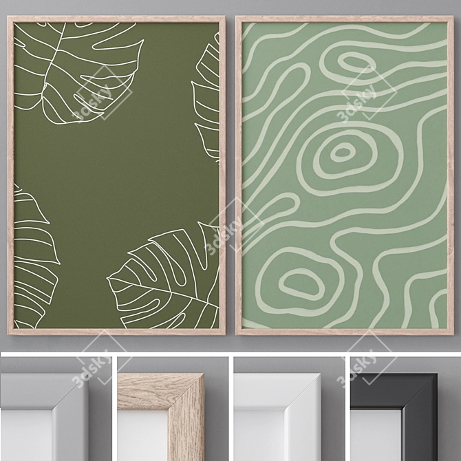 Abstract Modern Paintings in Various Frames 3D model image 1