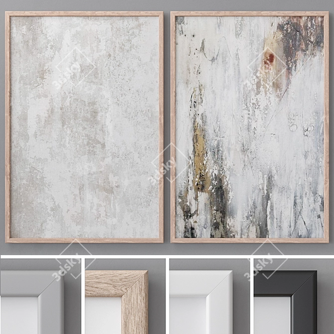 Modern Abstract Paintings with Frames 3D model image 1