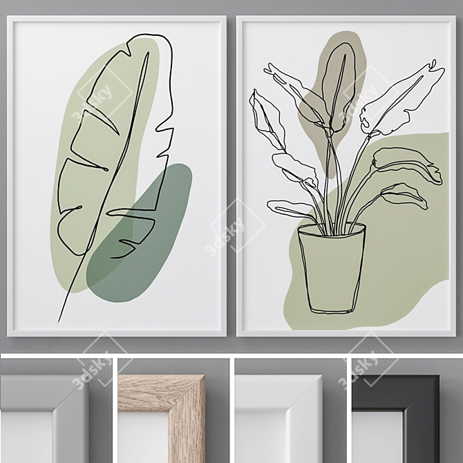 Abstract Photo Frames Set: Modern Style 3D model image 1