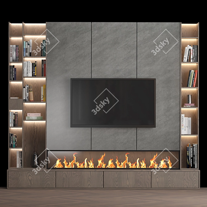 Versatile TV Wall Unit with High-Quality Textures 3D model image 1