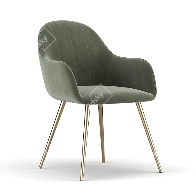 Luxurious Amsterdam Velvet Dining Chair 3D model image 3