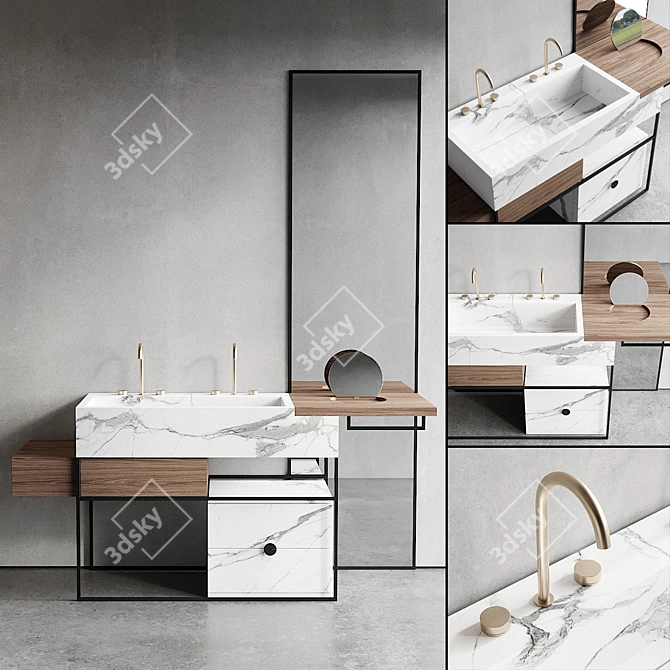 Italgraniti ACQUA A Set 1: Stylish Floor-standing Vanity Unit 3D model image 1