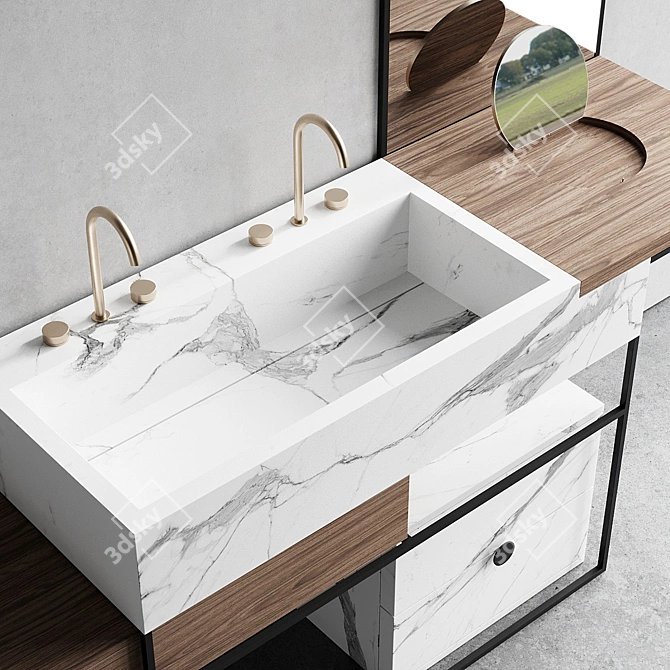 Italgraniti ACQUA A Set 1: Stylish Floor-standing Vanity Unit 3D model image 2