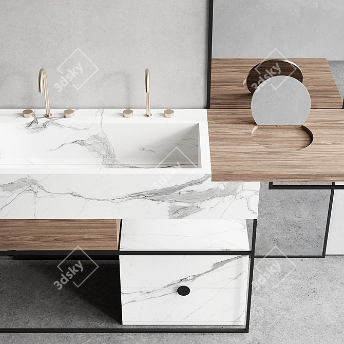 Italgraniti ACQUA A Set 1: Stylish Floor-standing Vanity Unit 3D model image 3