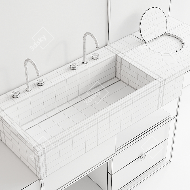 Italgraniti ACQUA A Set 1: Stylish Floor-standing Vanity Unit 3D model image 5