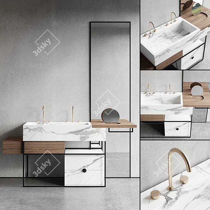 Italgraniti ACQUA A Set 1: Stylish Floor-standing Vanity Unit 3D model image 6