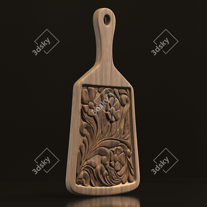 Patterned Oak Cutting Board 3D model image 1