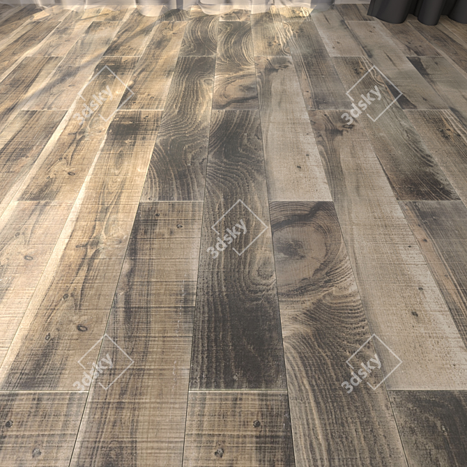 Yurtbay Amber Brown: Multi-Texture Parquet, 15x90 cm 3D model image 1