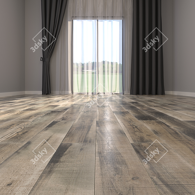 Yurtbay Amber Brown: Multi-Texture Parquet, 15x90 cm 3D model image 2