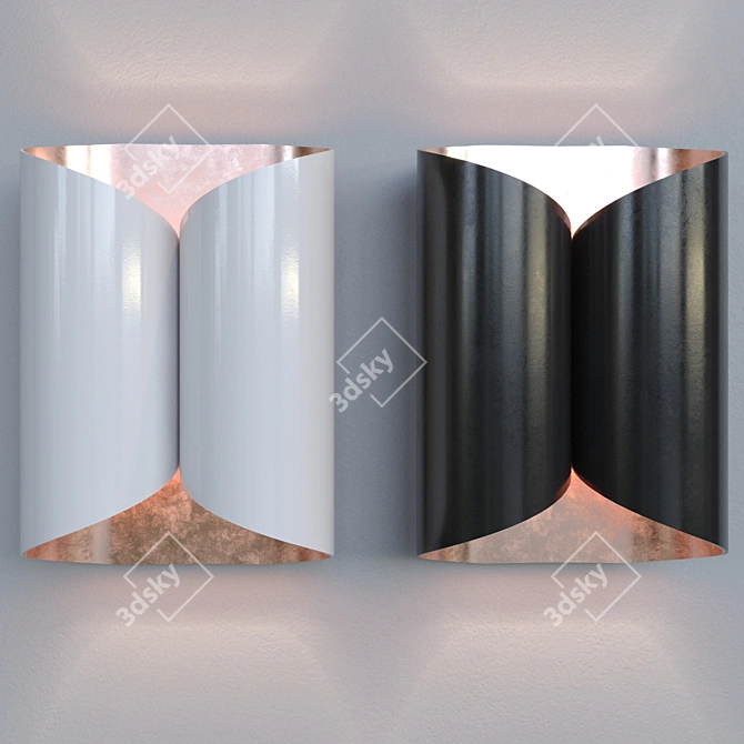 Minimalist Ringlet Sconce: Black or White 3D model image 1