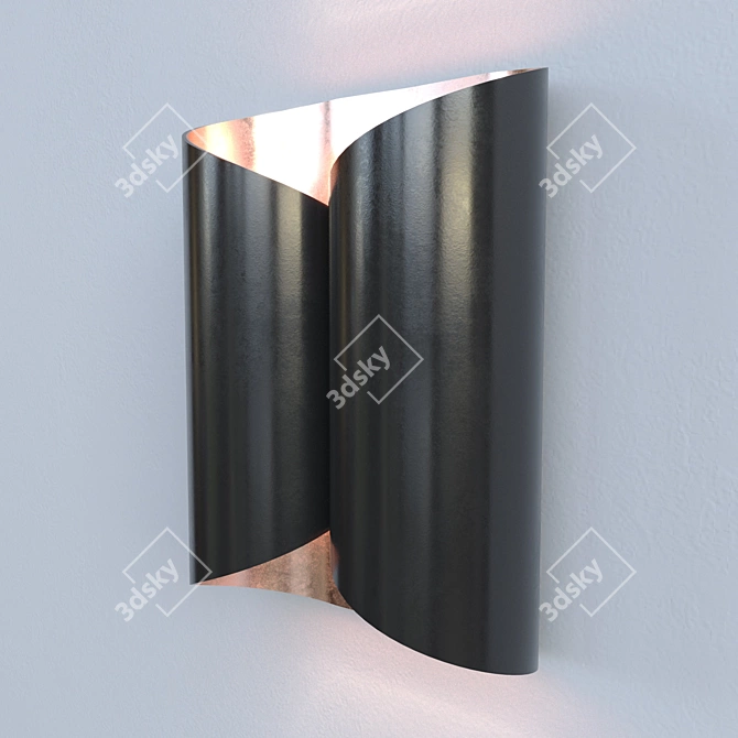 Minimalist Ringlet Sconce: Black or White 3D model image 2