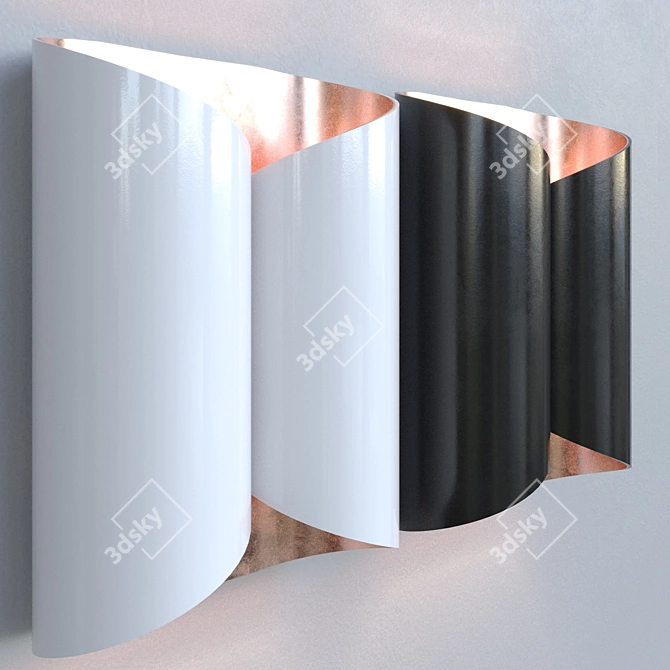 Minimalist Ringlet Sconce: Black or White 3D model image 4