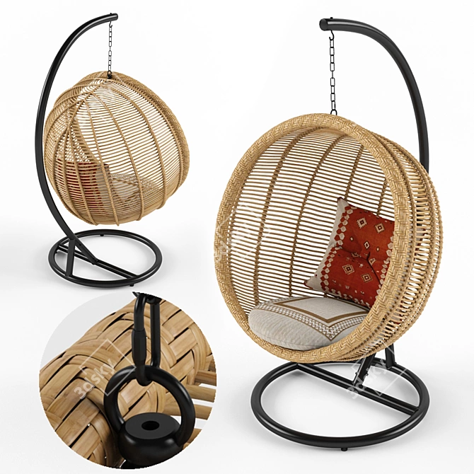 Hampstead Hanging Nest Chair: Relax in Style 3D model image 1