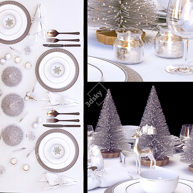 European-inspired New Year's Table Set 3D model image 2