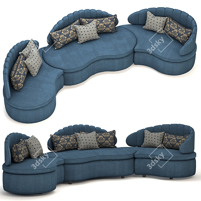 Luxurious Velvet Modular Sofa 3D model image 1