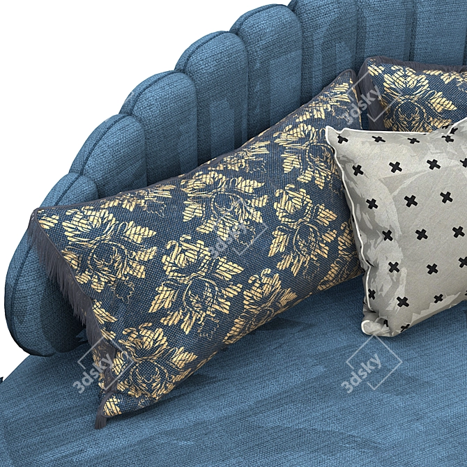 Luxurious Velvet Modular Sofa 3D model image 2