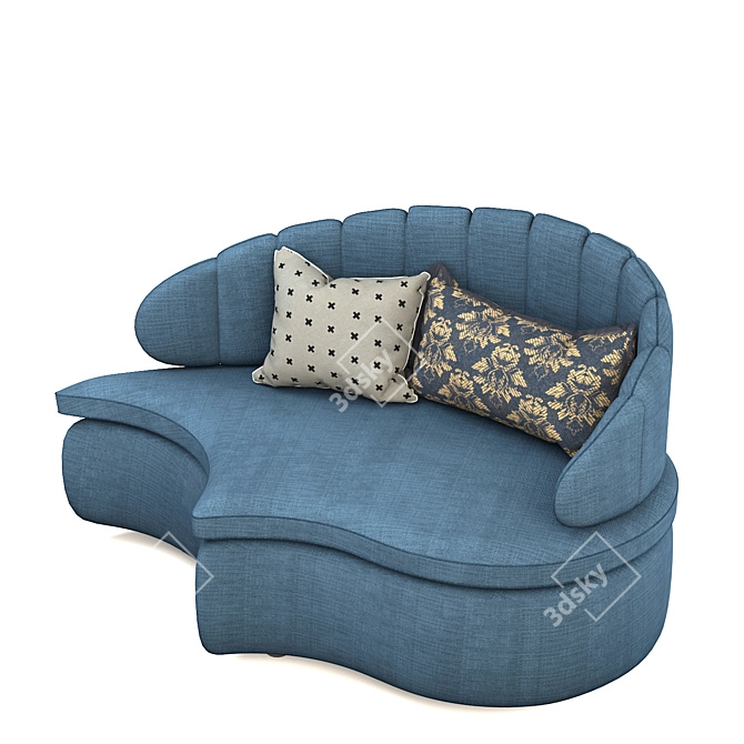 Luxurious Velvet Modular Sofa 3D model image 3