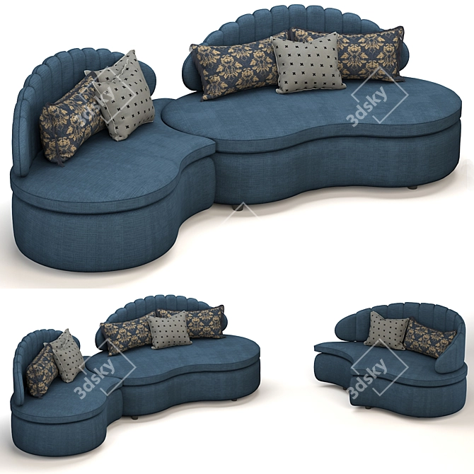 Luxurious Velvet Modular Sofa 3D model image 5