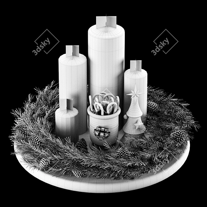 Festive Tabletop Holiday Decoration 3D model image 4