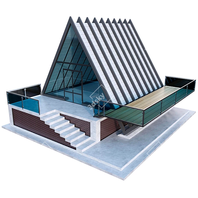 Modern Style Light Cottage 3D model image 1