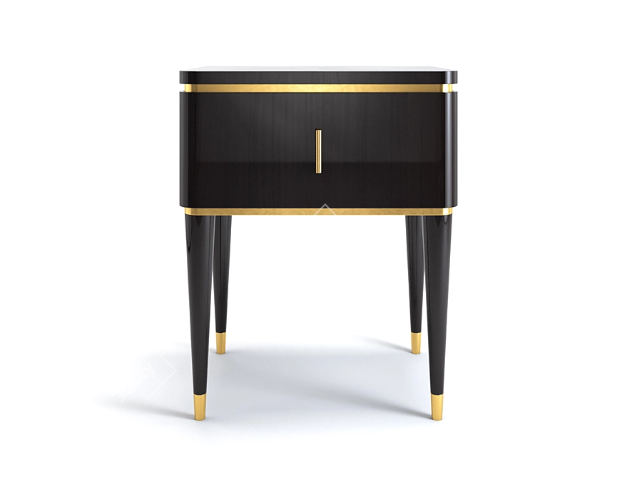 Elegant Brass-Inlaid Nightstand 3D model image 2