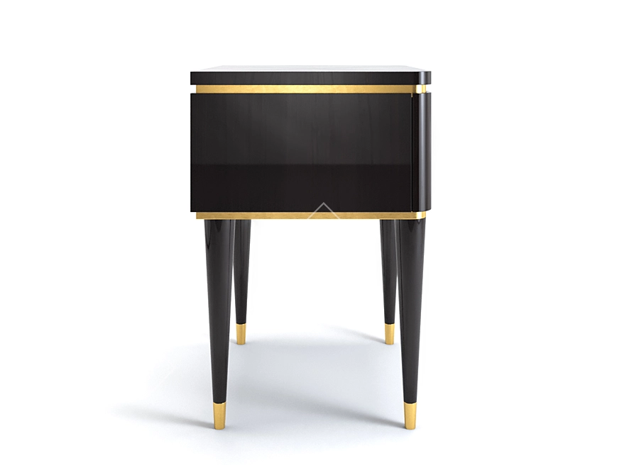Elegant Brass-Inlaid Nightstand 3D model image 3