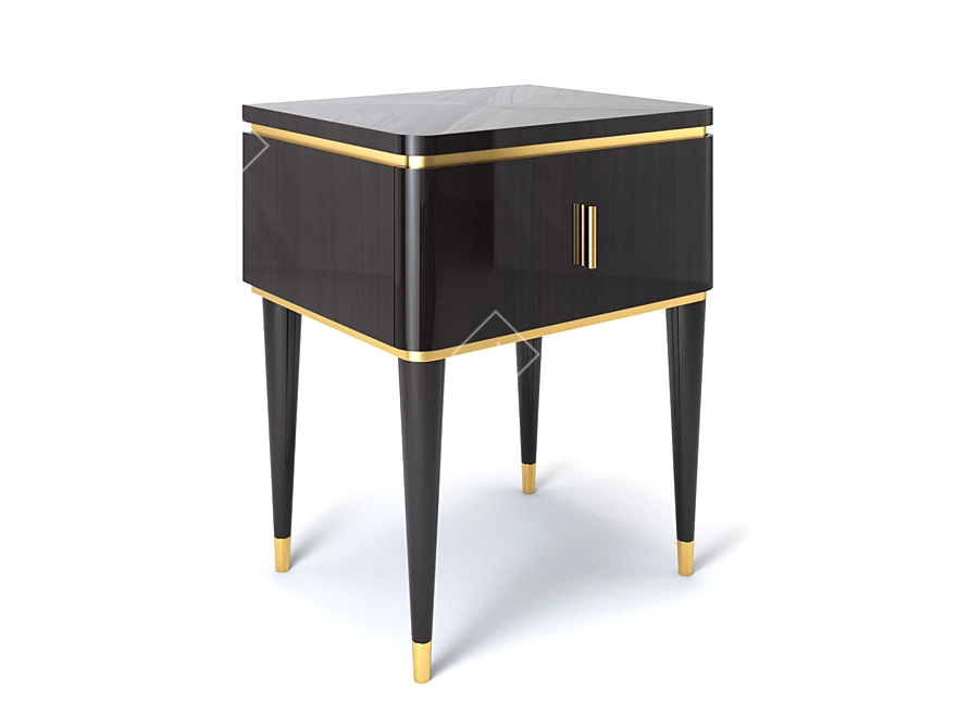 Elegant Brass-Inlaid Nightstand 3D model image 5