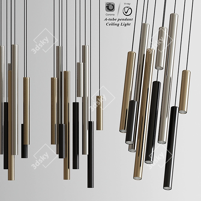 Modern Tube Pendant Ceiling Light 3D model image 1