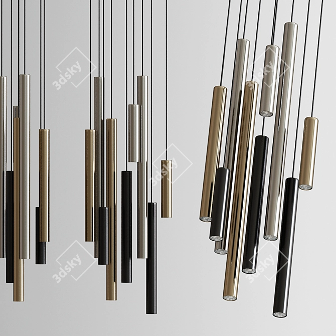 Modern Tube Pendant Ceiling Light 3D model image 2