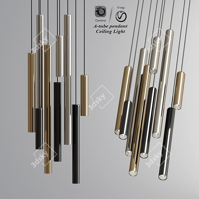 Modern Tube Pendant Ceiling Light 3D model image 3