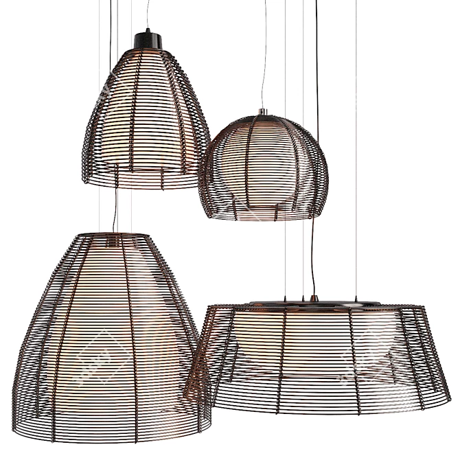 Filo Collection: Sleek and Stylish Pendant Lights 3D model image 1