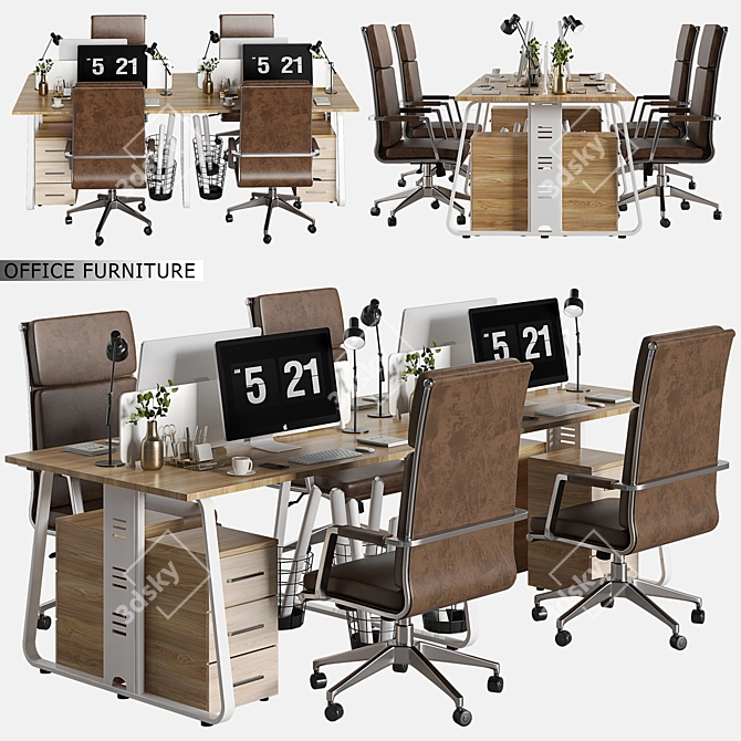 Modern Office Furniture Set 3D model image 6