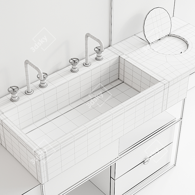 Italgraniti ACQUA Double Vanity Unit 3D model image 5