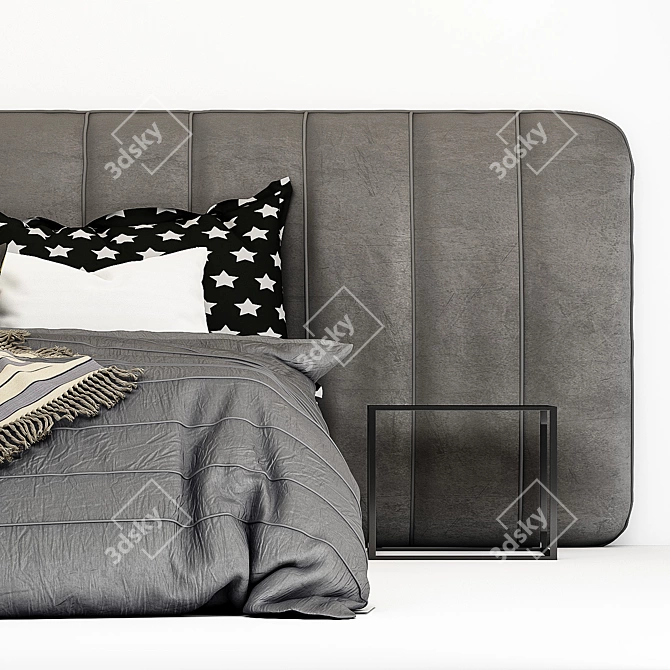 Modern Gray Bed 3D model image 3