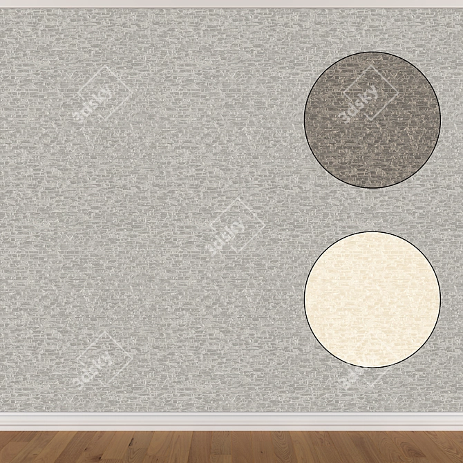 Seamless Wallpaper Set with 3 Textures 3D model image 1