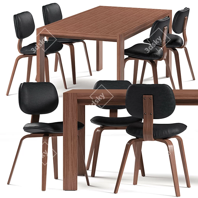 Modern Thompson Chair Set: Stylish Seating Solution 3D model image 1