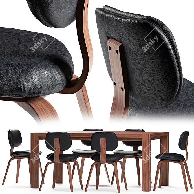 Modern Thompson Chair Set: Stylish Seating Solution 3D model image 2