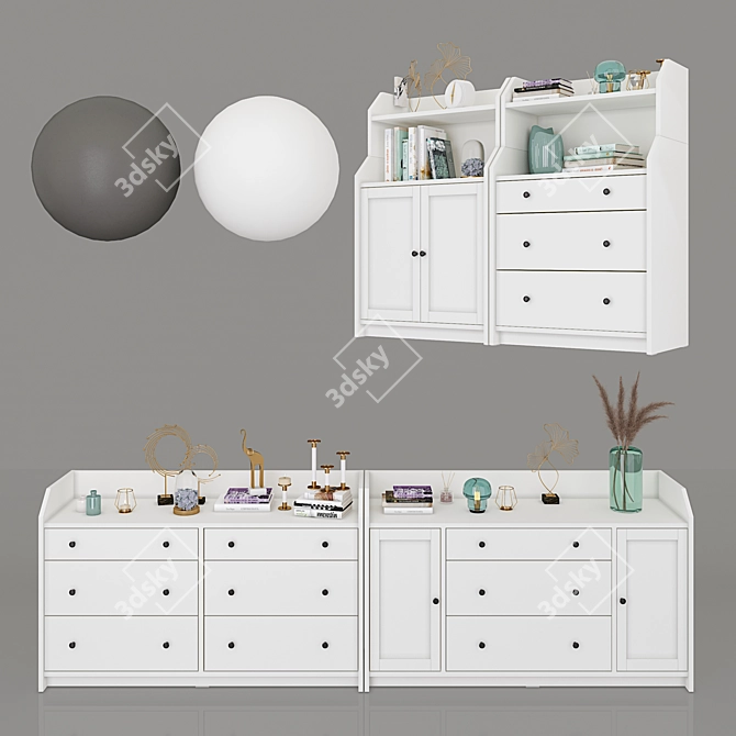 Hauga Dresser Set: Two-Tone Storage Combo 3D model image 1