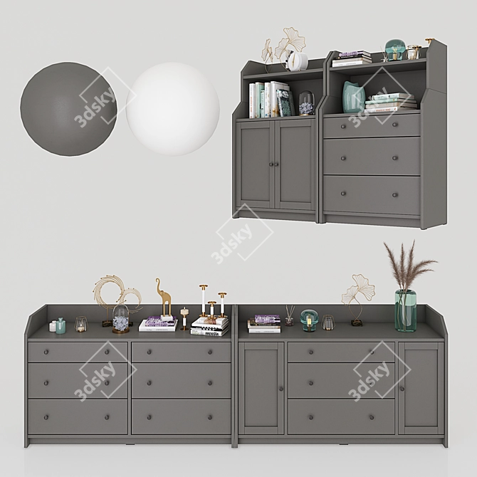 Hauga Dresser Set: Two-Tone Storage Combo 3D model image 2