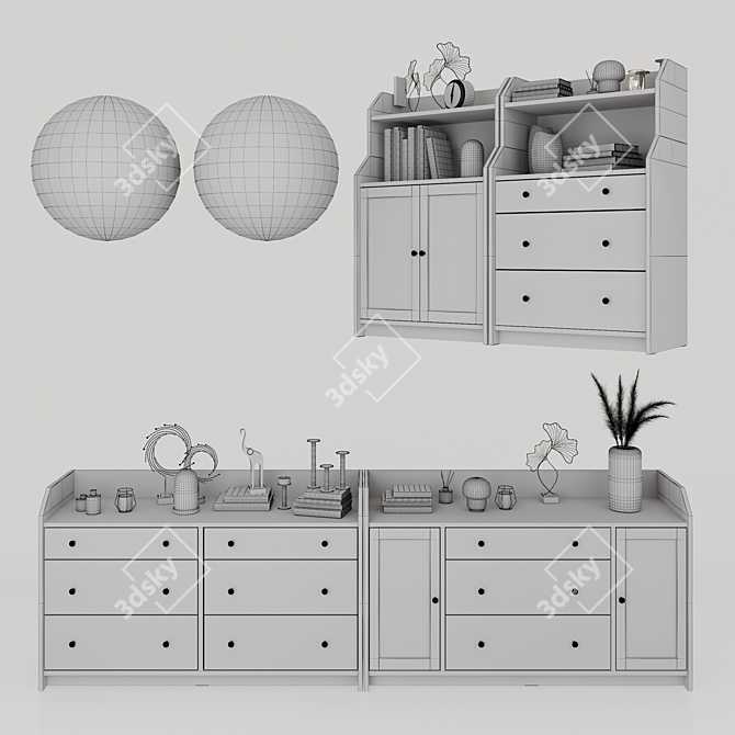 Hauga Dresser Set: Two-Tone Storage Combo 3D model image 3