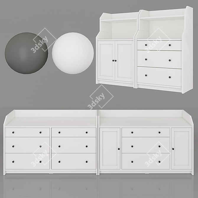 Hauga Dresser Set: Two-Tone Storage Combo 3D model image 4