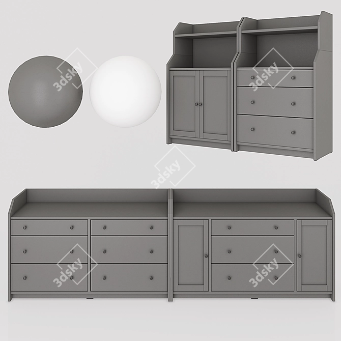 Hauga Dresser Set: Two-Tone Storage Combo 3D model image 5